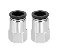 sourcing map 2 Pcs Push to Connect Fittings, 1/4" NPT Female x 1/2" Tube OD Female Thread Straight Air Tube Quick Connect Air Lines Fittings for Pneumatic Equipment, Black