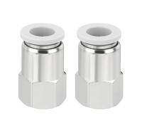 sourcing map 2 Pcs Push to Connect Fittings, 1/4" NPT Female x 3/8" Tube OD Female Thread Straight Air Tube Quick Connect Air Lines Fittings for Pneumatic Equipment, White