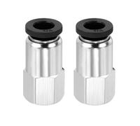 sourcing map 2 Pcs Push to Connect Fittings, 1/8" NPT Female x 1/4" Tube OD Female Thread Straight Air Tube Quick Connect Air Lines Fittings for Pneumatic Equipment, Black