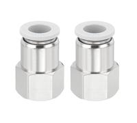 sourcing map 2 Pcs Push to Connect Fittings, 3/8" NPT Female x 3/8" Tube OD Female Thread Straight Air Tube Quick Connect Air Lines Fittings for Pneumatic Equipment, White