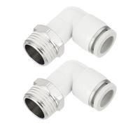 sourcing map 2 Pcs Push to Connect Fittings Male Elbow 1/2 Inch Tube OD x 1/2 Inch NPT Thread 90 Degree Pneumatic Tube Fitting for Water Oil Gas Air Hose Pipe, White