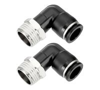 sourcing map 2 Pcs Push to Connect Fittings Male Elbow 1/2 Inch Tube OD x 1/2 Inch NPT Thread 90 Degree Pneumatic Tube Fitting for Water Oil Gas Air Hose Pipe, Black