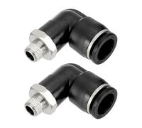 sourcing map 2 Pcs Push to Connect Fittings Male Elbow 1/2 Inch Tube OD x 1/8 Inch NPT Thread 90 Degree Pneumatic Tube Fitting for Water Oil Gas Air Hose Pipe, Black
