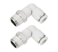 sourcing map 2 Pcs Push to Connect Fittings Male Elbow 1/4 Inch Tube OD x 1/4 Inch NPT Thread 90 Degree Pneumatic Tube Fitting for Water Oil Gas Air Hose Pipe, White
