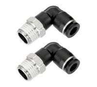 sourcing map 2 Pcs Push to Connect Fittings Male Elbow 1/4 Inch Tube OD x 1/4 Inch NPT Thread 90 Degree Pneumatic Tube Fitting for Water Oil Gas Air Hose Pipe, Black