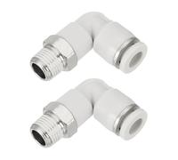 sourcing map 2 Pcs Push to Connect Fittings Male Elbow 1/4 Inch Tube OD x 1/8 Inch NPT Thread 90 Degree Pneumatic Tube Fitting for Water Oil Gas Air Hose Pipe, White