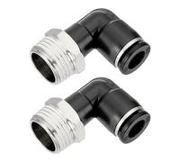sourcing map 2 Pcs Push to Connect Fittings Male Elbow 3/8 Inch Tube OD x 1/2 Inch NPT Thread 90 Degree Pneumatic Tube Fitting for Water Oil Gas Air Hose Pipe Black