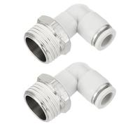 sourcing map 2 Pcs Push to Connect Fittings Male Elbow 5/16 Inch Tube OD x 1/2 Inch NPT Thread 90 Degree Pneumatic Tube Fitting for Water Oil Gas Air Hose Pipe, White