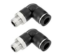sourcing map 2 Pcs Push to Connect Fittings Male Elbow 5/16 Inch Tube OD x 1/8 Inch NPT Thread 90 Degree Pneumatic Tube Fitting for Water Oil Gas Air Hose Pipe, Black