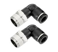 sourcing map 2 Pcs Push to Connect Fittings Male Elbow 5/16 Inch Tube OD x 3/8 Inch NPT Thread 90 Degree Pneumatic Tube Fitting for Water Oil Gas Air Hose Pipe, Black