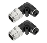 sourcing map 2 Pcs Push to Connect Fittings Male Elbow 5/32 Inch Tube OD x 1/4 Inch NPT Thread 90 Degree Pneumatic Tube Fitting for Water Oil Gas Air Hose Pipe, Black