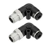 sourcing map 2 Pcs Push to Connect Fittings Male Elbow 5/32 Inch Tube OD x 1/8 Inch NPT Thread 90 Degree Pneumatic Tube Fitting for Water Oil Gas Air Hose Pipe, Black