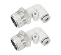 sourcing map 2 Pcs Push to Connect Fittings Male Elbow 5/32 Inch Tube OD x 3/8 Inch NPT Thread 90 Degree Pneumatic Tube Fitting for Water Oil Gas Air Hose Pipe, White