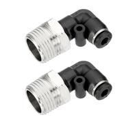 sourcing map 2 Pcs Push to Connect Fittings Male Elbow 5/32 Inch Tube OD x 3/8 Inch NPT Thread 90 Degree Pneumatic Tube Fitting for Water Oil Gas Air Hose Pipe, Black