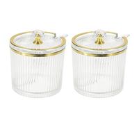 sourcing map 2 Pcs Qtip Holder Dispenser, 8.8oz Plastic Kitchen Seasoning Jar Set Bathroom Canister Storage Organization with Lid and Spoon for Vanity Organization Home Restaurant, White