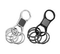 sourcing map 2 Pcs Quick Release Keychain, Heavy Duty Keychain with 10 Key Rings Detachable Car Keychains Clip Organizer for Man, Black/Silver Tone