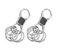 sourcing map 2 Pcs Quick Release Keychain, Heavy Duty Keychain with 10 Key Rings Detachable Car Keychains Clip Organizer for Man, Silver Tone
