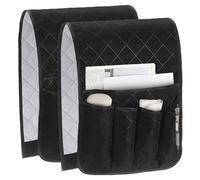 sourcing map 2 Pcs Recliner Armchair Caddy, Couch Armrest Organizer with 5 Pockets for Bedside Sofa Remote Control Holder Magazine Phone Book Glasses (Black, 35"x13")