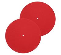 sourcing map 2 Pcs Record Player Mat, 12'' Felt Turntable Vibration Reduction Turntable Pad for Vinyl Record Players Recording Studio, Red