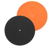 sourcing map 2 Pcs Record Player Mat, 12'' Felt Turntable Vibration Reduction Turntable Pad for Vinyl Record Players Recording Studio, Black/Orange