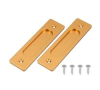 sourcing map 2 Pcs Rectangle Recessed Sliding Door 6" Finger Flush Pulls, Handle Stainless Steel Recessed Pocket Door Pull with Screws for Home Bathroom Barn Closet Window, Gold Tone