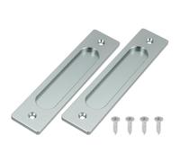 sourcing map 2 Pcs Rectangle Recessed Sliding Door 7" Finger Flush Pulls, Handle Stainless Steel Recessed Pocket Door Pull with Screws for Home Bathroom Barn Closet Window, Gray