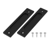 sourcing map 2 Pcs Rectangle Recessed Sliding Door 7" Finger Flush Pulls, Handle Stainless Steel Recessed Pocket Door Pull with Screws for Home Bathroom Barn Closet Window, Black