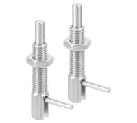 sourcing map 2 Pcs Retractable Indexing Plunger Pin, M10 l Spring Plunger Stainless Steel Spring Loaded Latch Telescopic Locking Pin with Nut for Machinery Shipbuilding