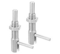 sourcing map 2 Pcs Retractable Indexing Plunger Pin, M12 l Spring Plunger Stainless Steel Spring Loaded Latch Telescopic Locking Pin with Nut for Machinery Shipbuilding