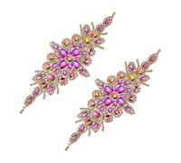 sourcing map 2 Pcs Rhinestone Applique Patches Belt Accessories 3D Embroidery Iron on Patch Sewing Embellishments for Wedding Bridal Sash Crystal Belt DIY Sewing, Gold/Purple (9.4" x 3.5")