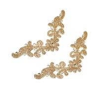 sourcing map 2 Pcs Rhinestone Applique Patches Belt Accessories 3D Embroidery Iron on Patch Sewing Embellishments for Wedding Bridal Sash Crystal Belt Dress DIY Sewing, Gold (9.4" x 3")