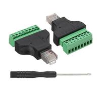 sourcing map 2 Pcs RJ45 Screw Terminal Adapter, RJ45 Male Plug to 8 Pin Screw Terminal Connector, Ethernet Audio Adapter Home Audio Accessories Extender CCTV Digital DVR Network Black