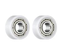 sourcing map 2 Pcs Roller Idler Bearing Pulley 4x11x4mm, Conveyor Rolling Wheel Flat Pulley with 684ZZ Bearing for Furniture Hardware Accessories (White)
