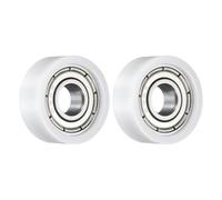 sourcing map 2 Pcs Roller Idler Bearing Pulley 6x18x7mm, Conveyor Rolling Wheel Flat Pulley with 696ZZ Bearing for Furniture Hardware Accessories (White)