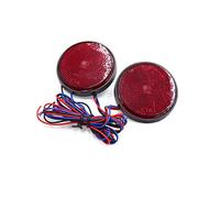 sourcing map 2 Pcs Round Shaped Red LED Motorcycle Reflector Tail Brake Light Lamp