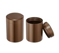 sourcing map 2 Pcs Round Tea Canisters, 2.6" x 1.8" Portable Storage Jar Airtight Metal Tea Containers with Lids for Storing Coffee Beans Cookies Spices Candies Candles DIY, Brown