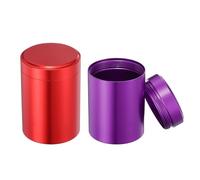sourcing map 2 Pcs Round Tea Canisters, 2.6" x 1.8" Portable Storage Jar Airtight Metal Tea Containers with Lids for Storing Coffee Beans Cookies Spices Candies Candles DIY, Purple/Red