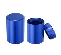 sourcing map 2 Pcs Round Tea Canisters, 2.6" x 1.8" Portable Storage Jar Airtight Metal Tea Containers with Lids for Storing Coffee Beans Cookies Spices Candies Candles DIY, Blue