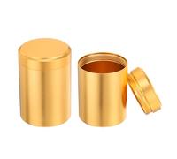 sourcing map 2 Pcs Round Tea Canisters, 2.6" x 1.8" Portable Storage Jar Airtight Metal Tea Containers with Lids for Storing Coffee Beans Cookies Spices Candies Candles DIY, Gold Tone
