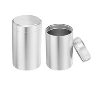sourcing map 2 Pcs Round Tea Canisters, 3.6" x 2.2" Portable Storage Jar Airtight Metal Tea Containers with Lids for Storing Coffee Beans Cookies Spices Candies Candles DIY, Silver Tone