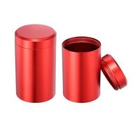 sourcing map 2 Pcs Round Tea Canisters, 3.6" x 2.2" Portable Storage Jar Airtight Metal Tea Containers with Lids for Storing Coffee Beans Cookies Spices Candies Candles DIY, Red