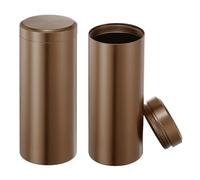 sourcing map 2 Pcs Round Tea Canisters, 4.7" x 1.8" Portable Storage Jar Airtight Metal Tea Containers with Lids for Storing Coffee Beans Cookies Spices Candies Candles DIY, Brown