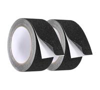 sourcing map 2 Pcs Rubber Grip Tape, 2 in x 16 ft Non-Slip Tape with Texture Waterproof Adhesive Non-Abrasive Grip Tapes for DIY Tools, Indoor & Outdoor Stair Steps, Ramp, Black