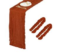 sourcing map 2 Pcs Rust Red Cheesecloth Table Runner 10FT 35.4" x 118" Holiday Table Rustic Runner Romantic Gauze Table Decoration for Wedding Birthday Party