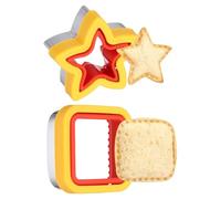 sourcing map 2 Pcs Sandwich Cutter and Sealer, Cute Cookie Cutters, Sandwich Maker Bread Decruster Lunch Accessories Square Star Shape for Lunchbox DIY Cookie Lunch Bento Gift, Red/Yellow
