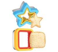 sourcing map 2 Pcs Sandwich Cutter and Sealer, Cute Cookie Cutters, Sandwich Maker Bread Decruster Lunch Accessories Square Star Shape for Lunchbox DIY Cookie Lunch Bento Gift, Red/Yellow/Blue
