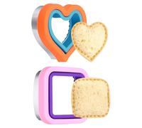 sourcing map 2 Pcs Sandwich Cutter and Sealer, Cute Cookie Cutters, Sandwich Maker Bread Decruster Lunch Accessories Heart Square Shape for Lunchbox DIY Cookie Lunch, Blue/Orange/Purple/Pink