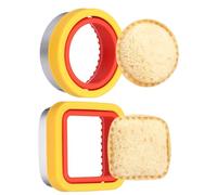 sourcing map 2 Pcs Sandwich Cutter and Sealer, Cute Cookie Cutters, Sandwich Maker Bread Decruster Lunch Accessories Square Round Shape for Lunchbox DIY Cookie Lunch Bento Gift, Red/Yellow