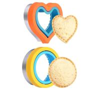 sourcing map 2 Pcs Sandwich Cutter and Sealer, Cute Cookie Cutters, Sandwich Maker Bread Decruster Lunch Accessories Heart Round Shape for Lunchbox DIY Cookie Lunch Bento, Blue/Orange/Yellow