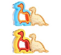 sourcing map 2 Pcs Sandwich Cutter and Sealer, Cute Cookie Cutters, Sandwich Maker Bread Decruster Lunch Accessories Dinosaur Shape for Lunchbox DIY Cookie Lunch Bento, Red/Yellow/Orange/Blue